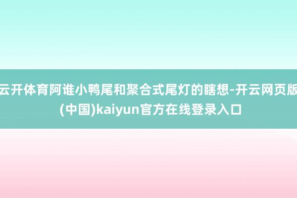 云开体育阿谁小鸭尾和聚合式尾灯的瞎想-开云网页版 (中国)kaiyun官方在线登录入口